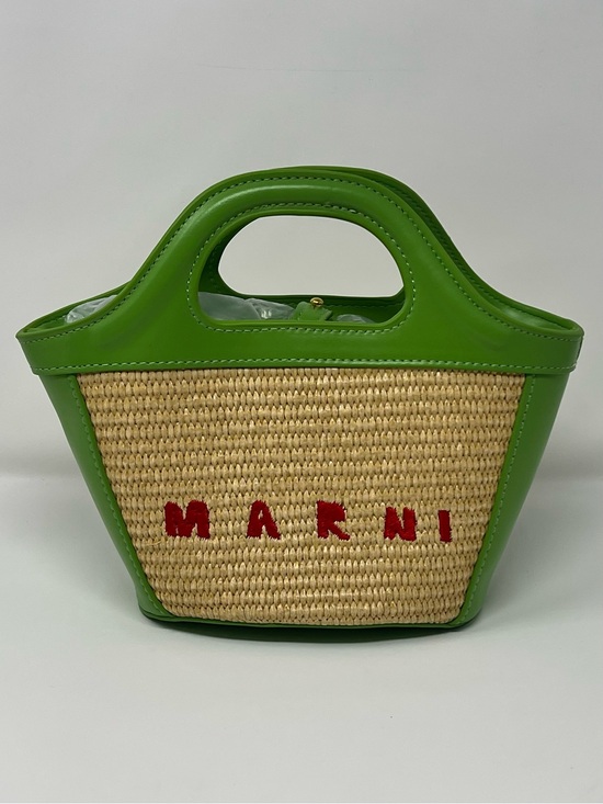 Marni Handbags - Marni Tropicalia Micro Raffia Leather Top Handle Bag Green